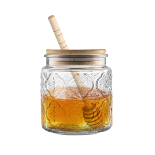 Airtight Glass Honey Jar with Wooden Lid, 17oz I25284