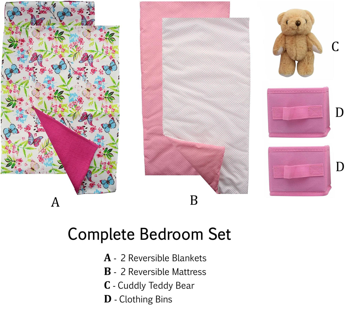 20 pc Doll Bedroom Set with Bunk Bed R16503