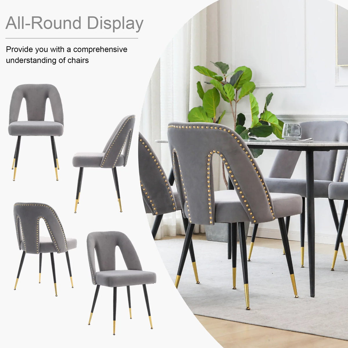 Velvet Upholstered Dining Chairs Set of 6 T878
