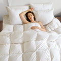 White 90 x 90 Inch Queen Size Down Comforter with Cotton Cover O466020