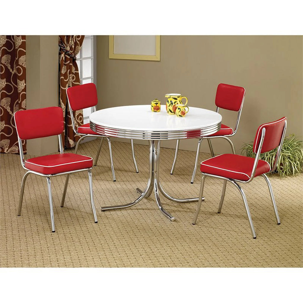 Red and Chrome Dining Side Chair D415475
