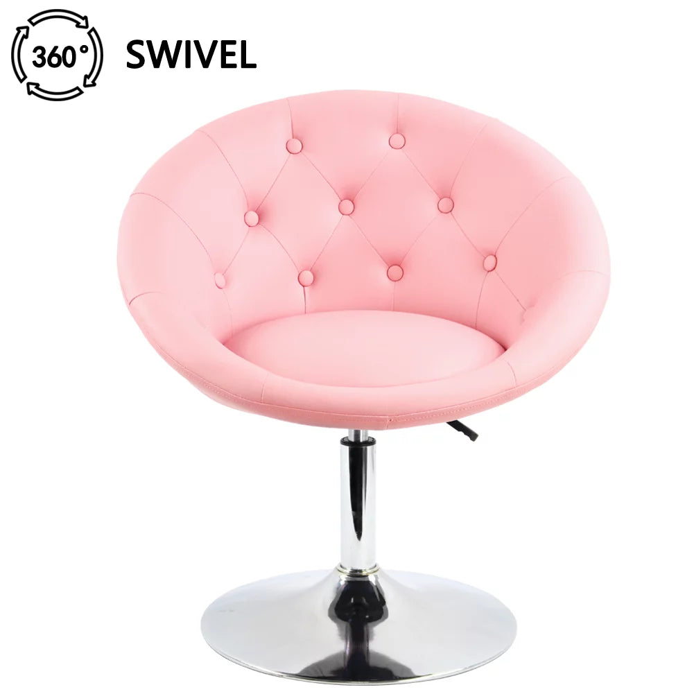 Pink PU Leather Tufted Adjustable Swivel Accent Chair V34190
