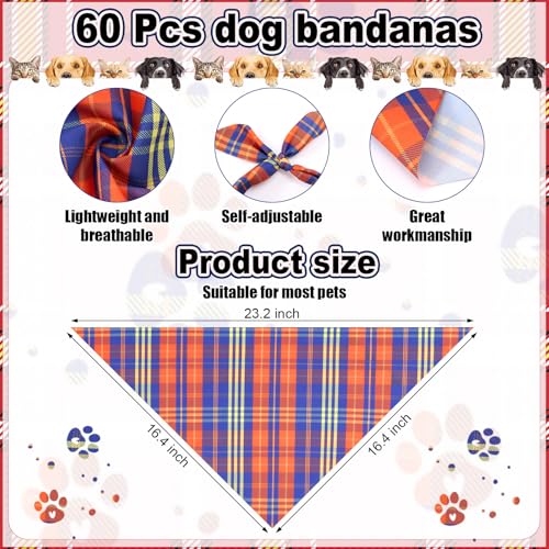 Adjustable Plaid Striped Dog Bandanas W813457