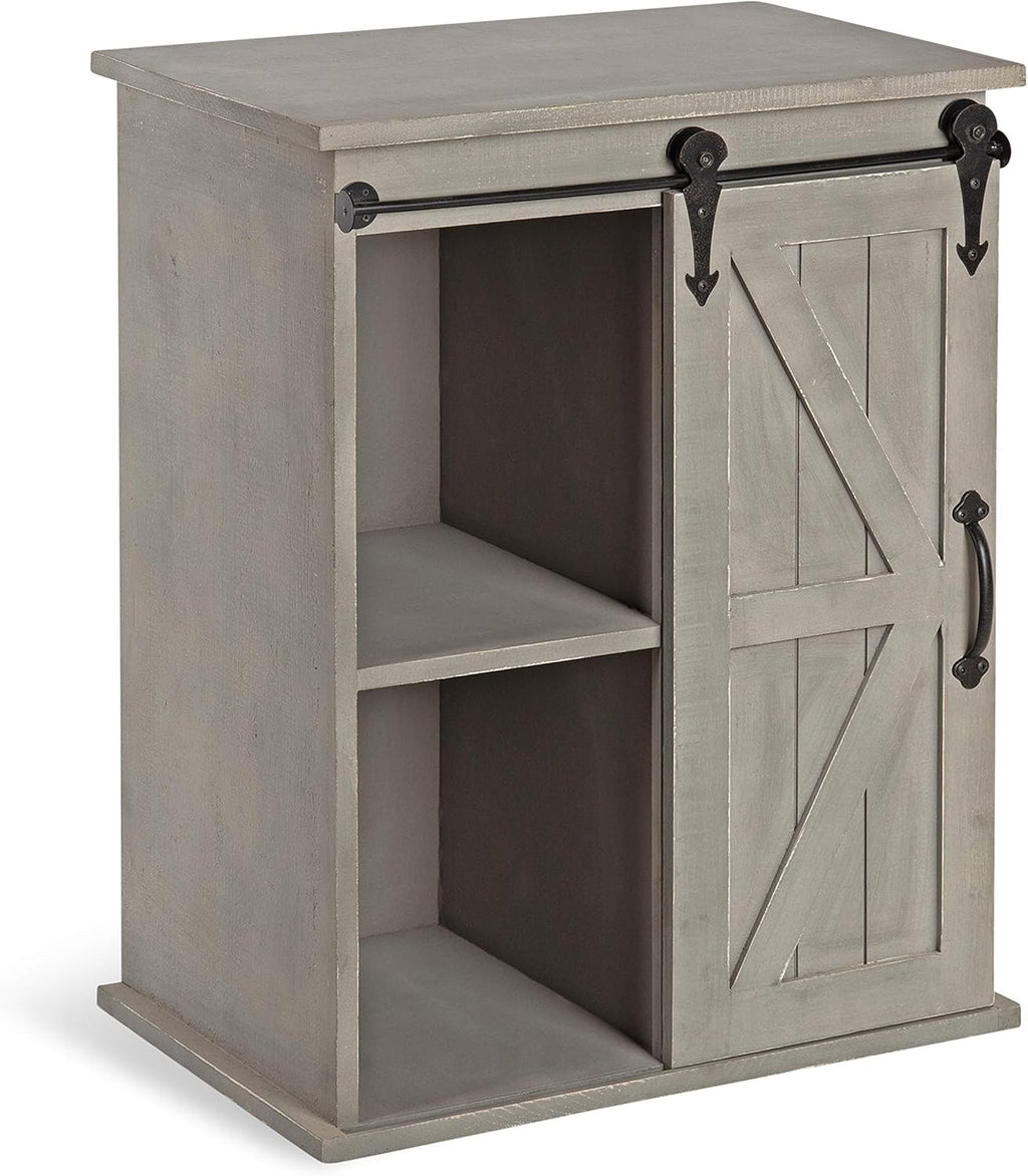 Rustic Gray Wooden Freestanding Storage Cabinet with Sliding Barn Door V99669
