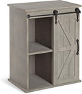 Rustic Gray Wooden Freestanding Storage Cabinet with Sliding Barn Door V99669