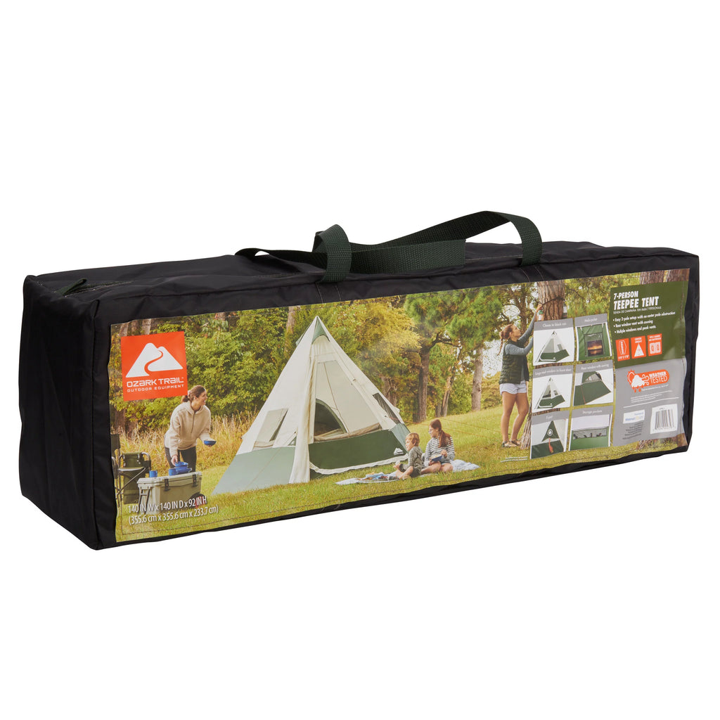 7-Person 1-Room Teepee Tent with Vented Rear Window, Green M587