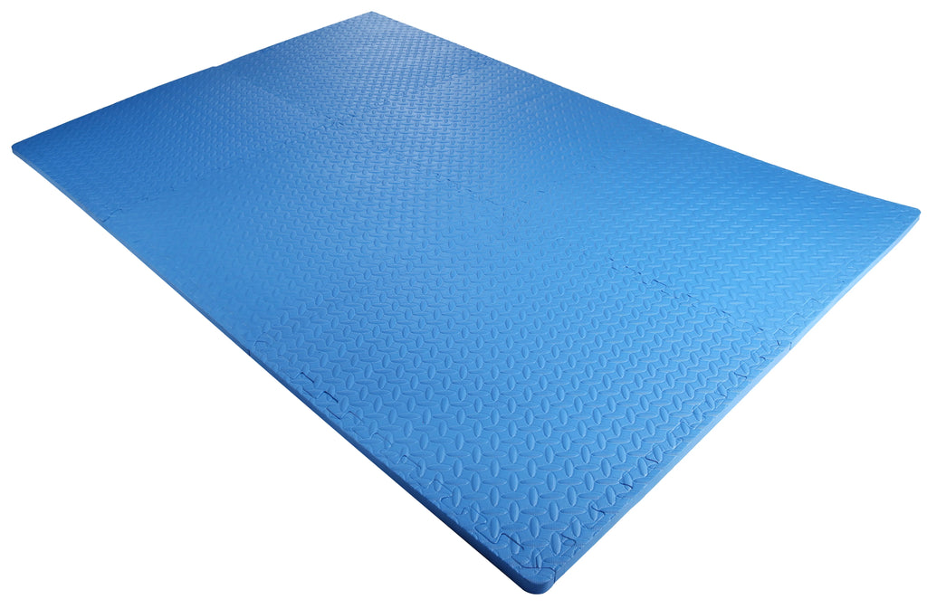 1 In. Thick EVA Foam Interlocking Exercise Mat, 6 Piece, Black J92916