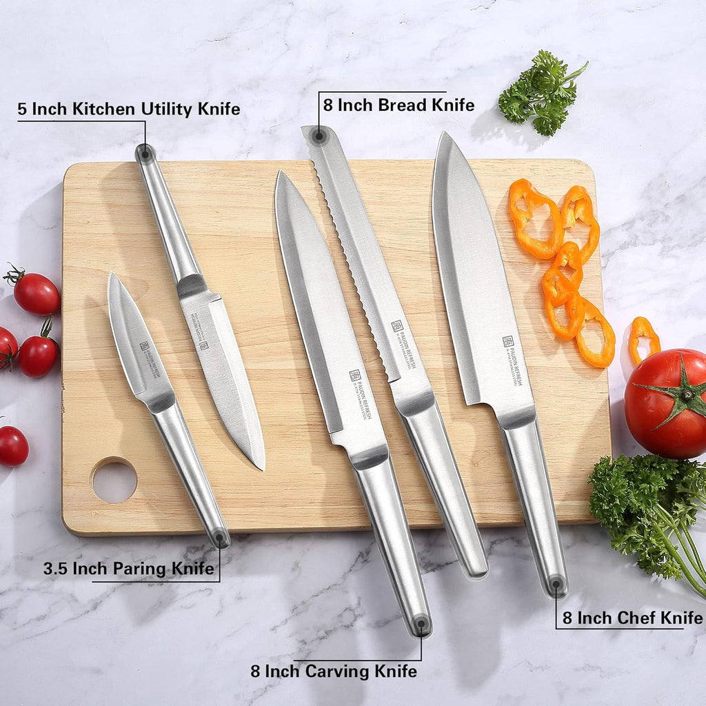 5 Pc German Stainless Steel Chef Knife Set C393
