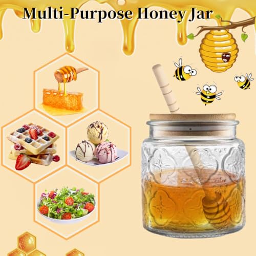Airtight Glass Honey Jar with Wooden Lid, 17oz I25284