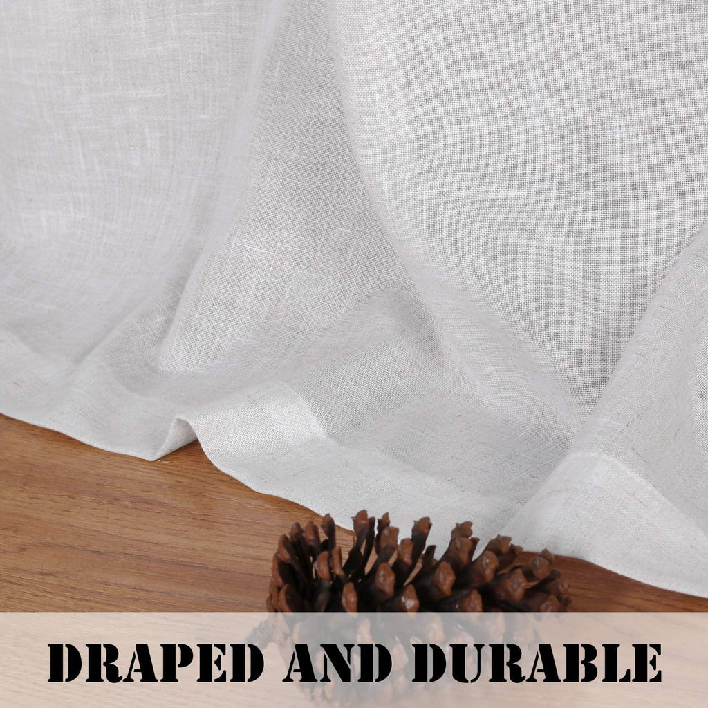 Natural Linen Blended Light Filtering Curtains Set of 2 White 52" x 96" J333187