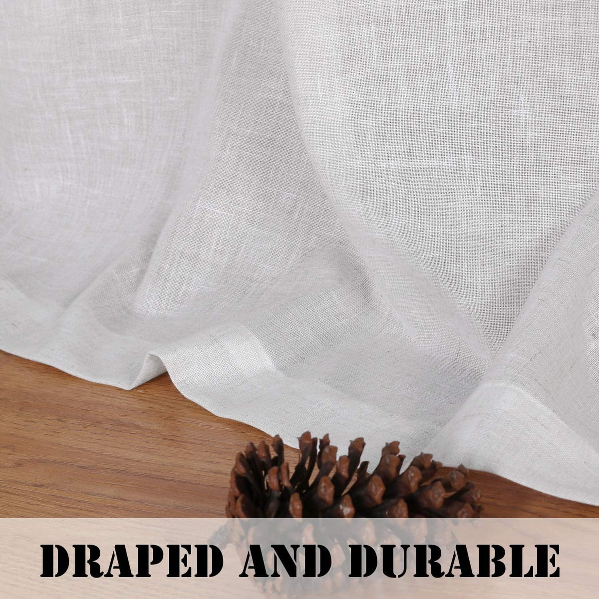 Natural Linen Blended Light Filtering Curtains Set of 2 White 52" x 96" J333187