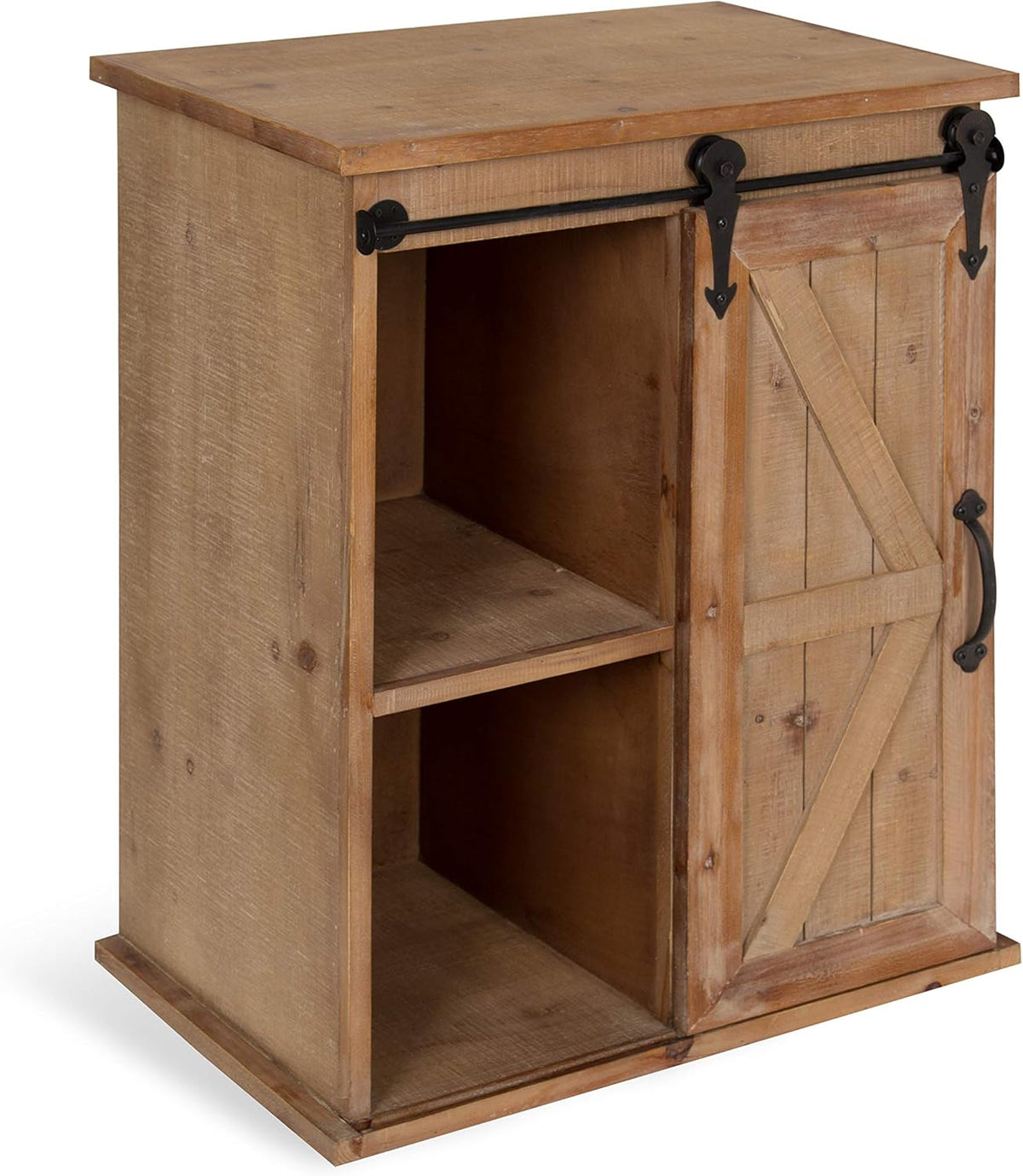 Rustic Gray Wooden Freestanding Storage Cabinet with Sliding Barn Door V99669