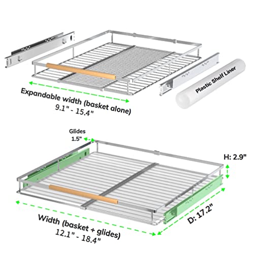 Stainless Steel Adjustable Width Pull Out Drawer Cabinet Organizer 1 Pack X7997