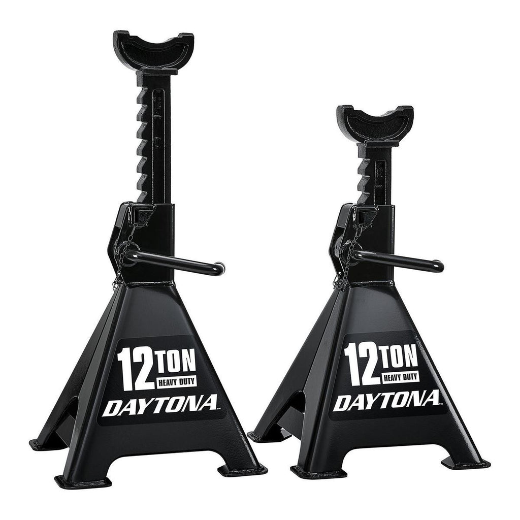 12 Ton Heavy Duty Ratcheting Jack Stands, Black D5053
