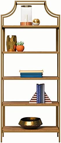 Gold Satin 5-Shelf Metal Frame Bookcase P228954
