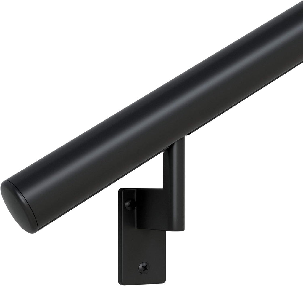 Satin Black Anodized Aluminum Handrail Kit with Wall Brackets and Endcaps W520967