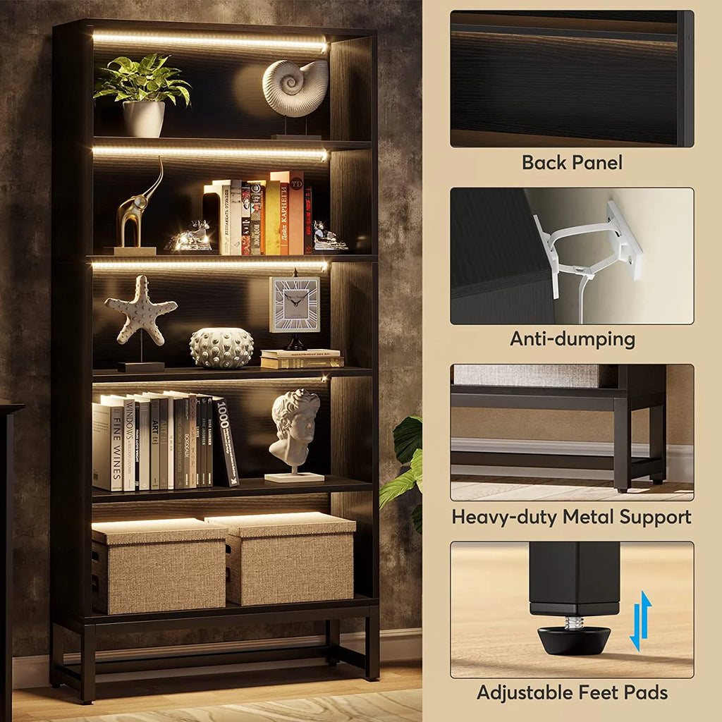 5 Shelf Bookcase with Led Lights L42336
