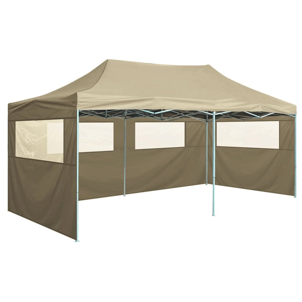 Folding Party Tent with 4 Sidewalls Steel Frame Canopy Shelter Cream 236.2 x 118.1 x 124 Inches T217