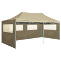 Folding Party Tent with 4 Sidewalls Steel Frame Canopy Shelter Cream 236.2 x 118.1 x 124 Inches T217