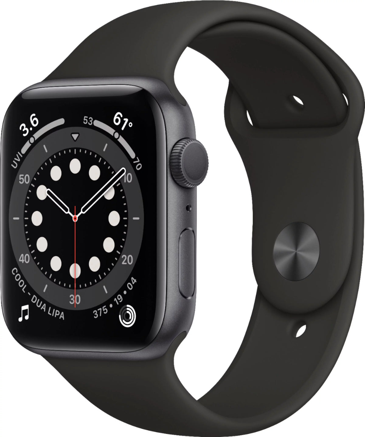 Apple Watch Series 6 44mm Space Gray Aluminum Black Sport Band J884123