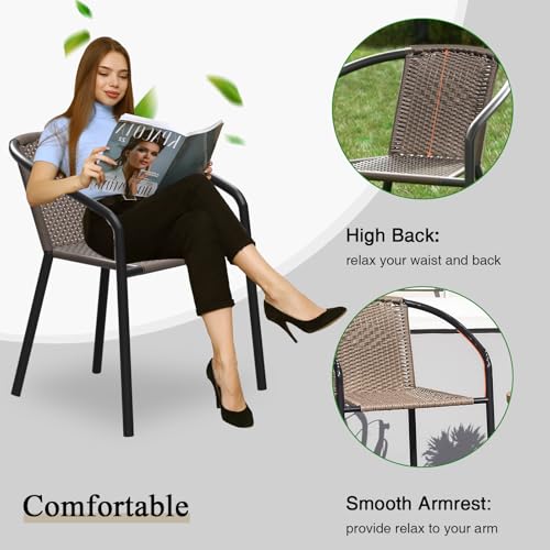 Stackable Wicker Rattan Outdoor Chairs Set of 4 M57869
