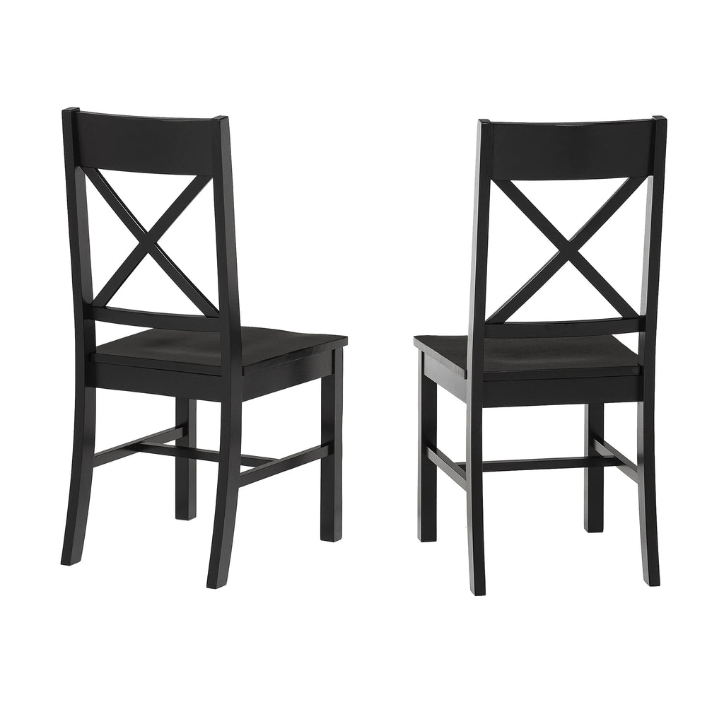 Antique Black Wood Dining Chairs, Set of 2 D3042