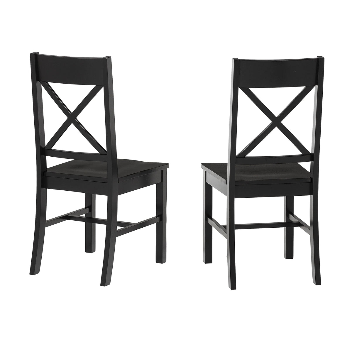 Antique Black Wood Dining Chairs, Set of 2 D3042