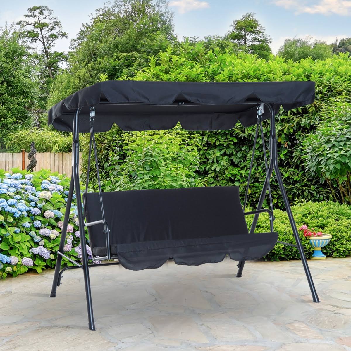 Black Steel 3 Person Porch Swing Q432