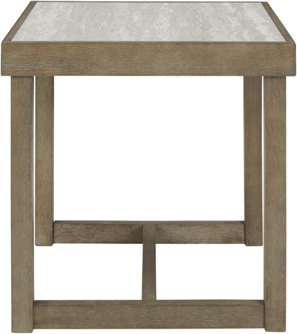 Contemporary End Table with Faux Carrara Marble Top P2046