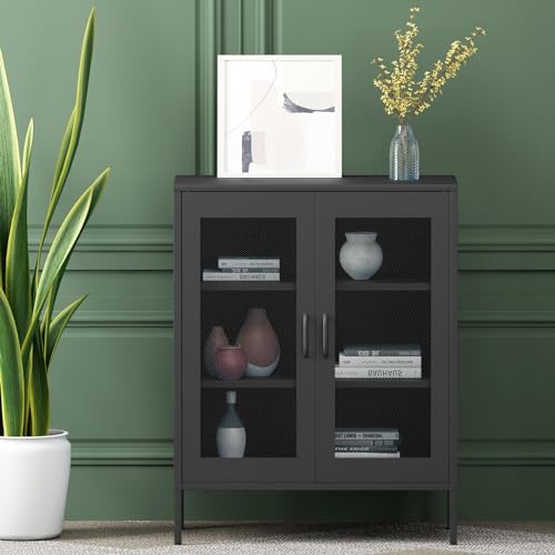 Black 70" Tall Metal Storage Cabinet with 4 Adjustable Shelves Q93788