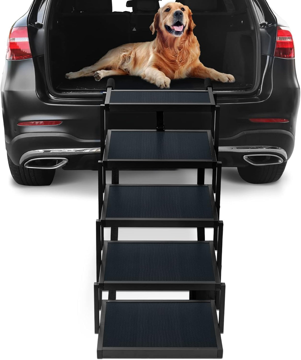 Foldable Aluminum 5 Step Dog Stairs with Nonslip Surface, Pack of 2 G56944