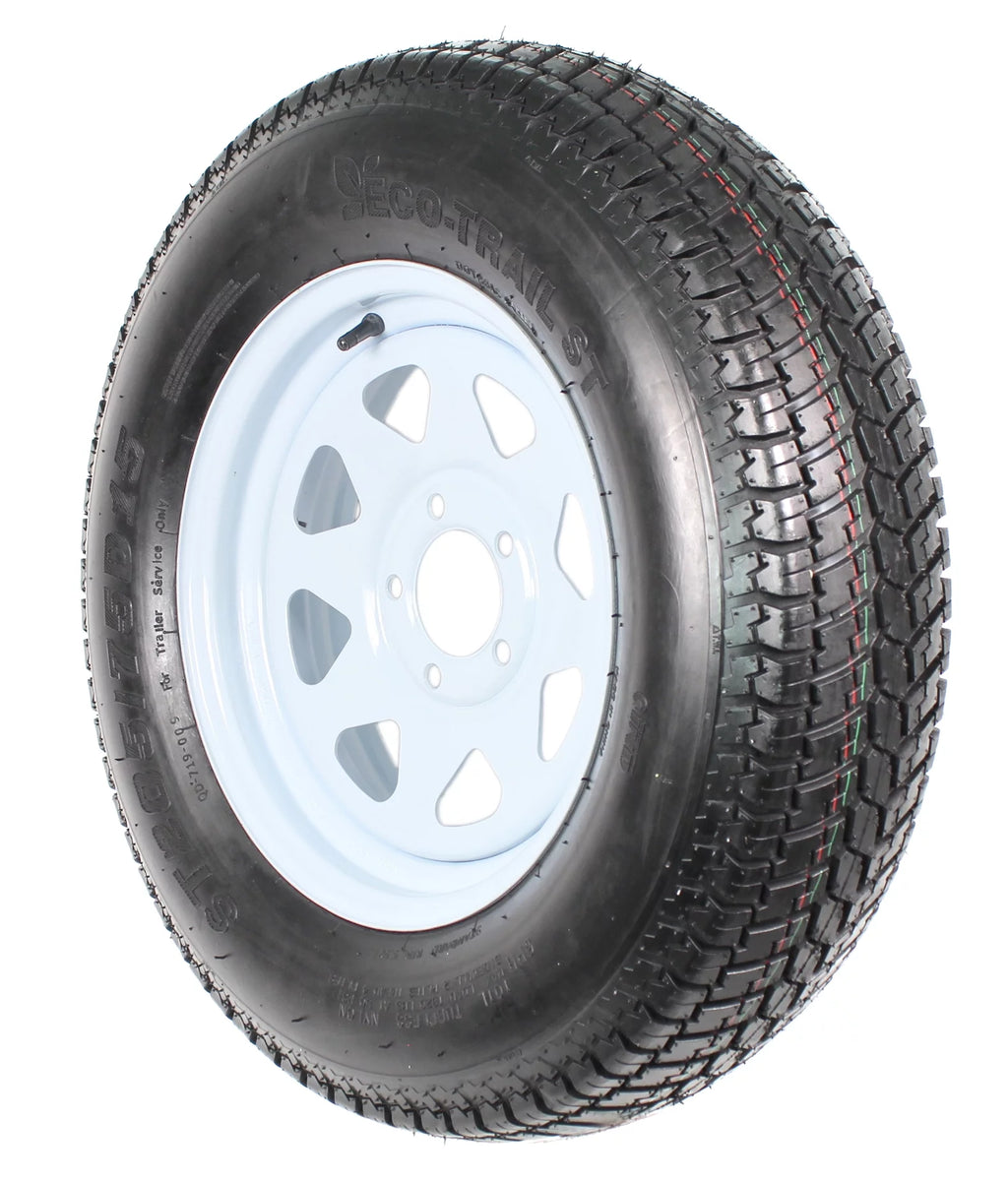 2-Pk Trailer Tire On Rim ST205/75D15 LRC 5 Hole White Spoke Wheel B6300