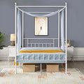 White Metal Canopy Platform Bed Frame with Headboard and Footboard F248788