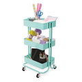 3-Tier Metal Rolling Cart Mint Green D316370
