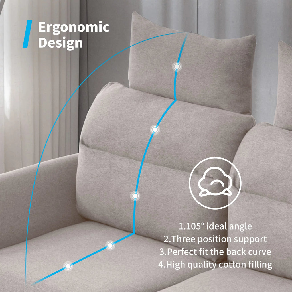 Beige L-Shaped Sectional Sofa with Storage Ottoman and 2 USB Ports C88575