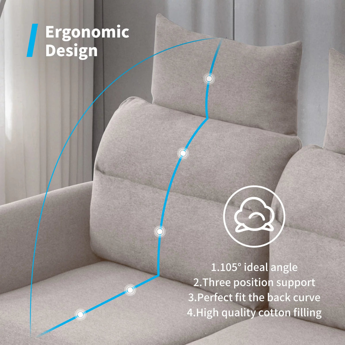 Beige L-Shaped Sectional Sofa with Storage Ottoman and 2 USB Ports C88575