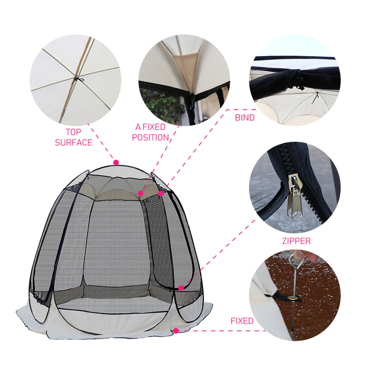 Pop Up Gazebo Tent With Screen Mesh Q36870