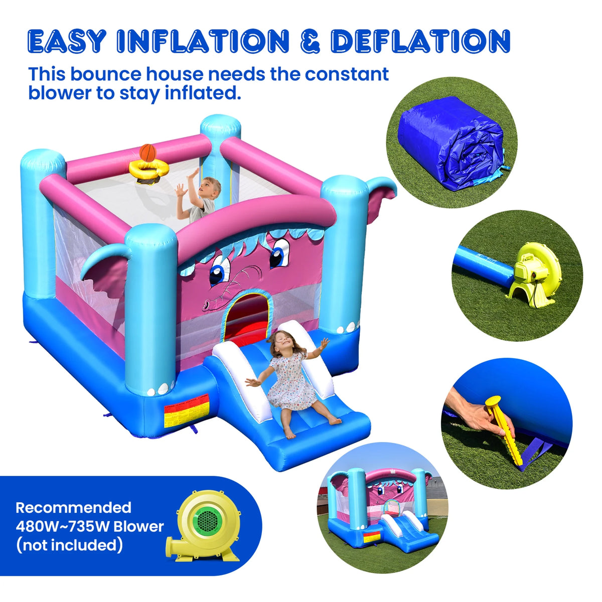 Inflatable Bounce House 3-in-1 Elephant Theme Castle F1526