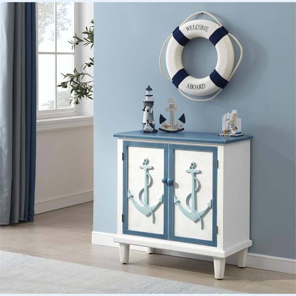 Blue White Two Door Cabinet F867206