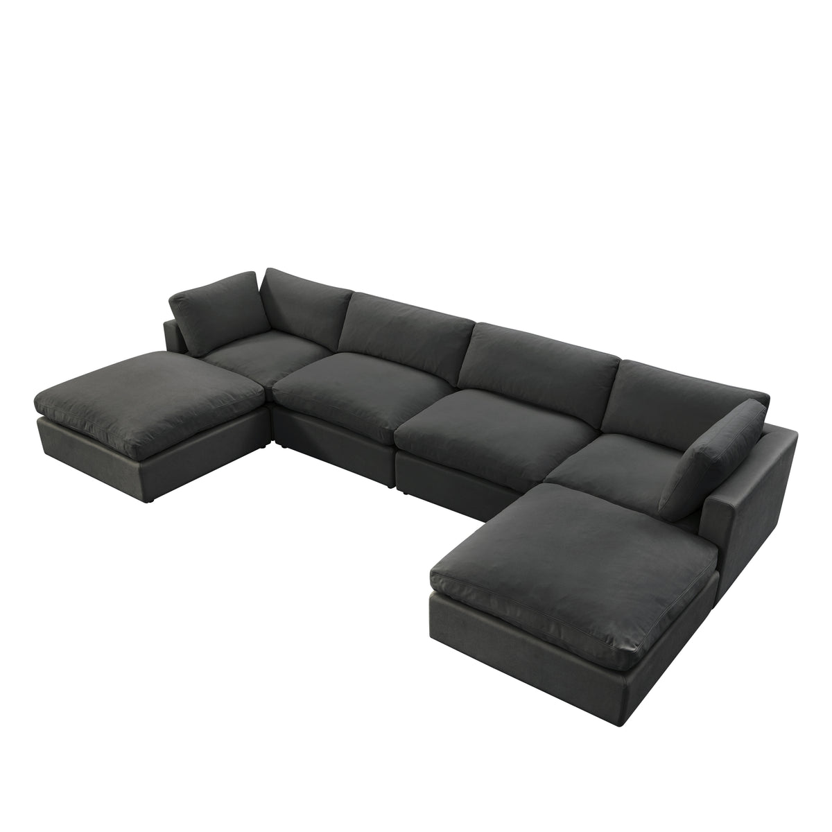 Charcoal Linen Sofa U-Chaise Sectional L2971