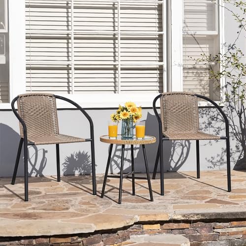 Stackable Wicker Rattan Outdoor Chairs Set of 4 M57869