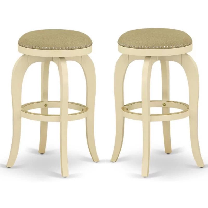 30" Wood Swivel Backless Bar Stool Set of 2 E3833