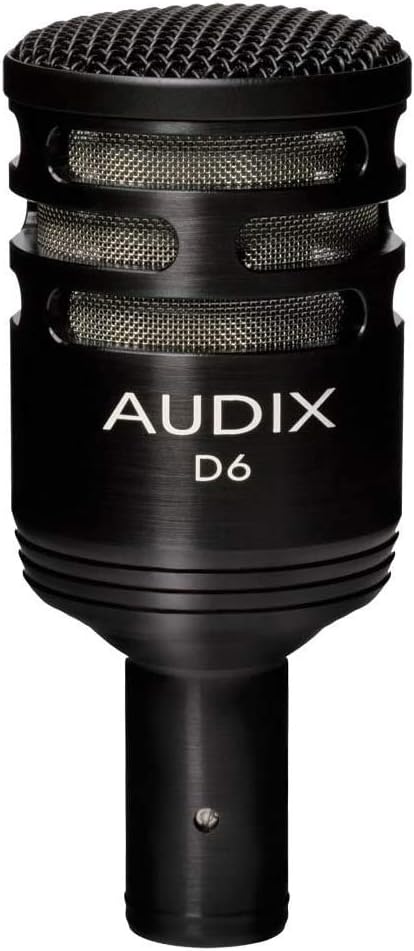 Audix D6 Dynamic Microphone, Cardioid + Low Profile Microphone Stand with Telescoping Boom + XLR Mic Cable H2861