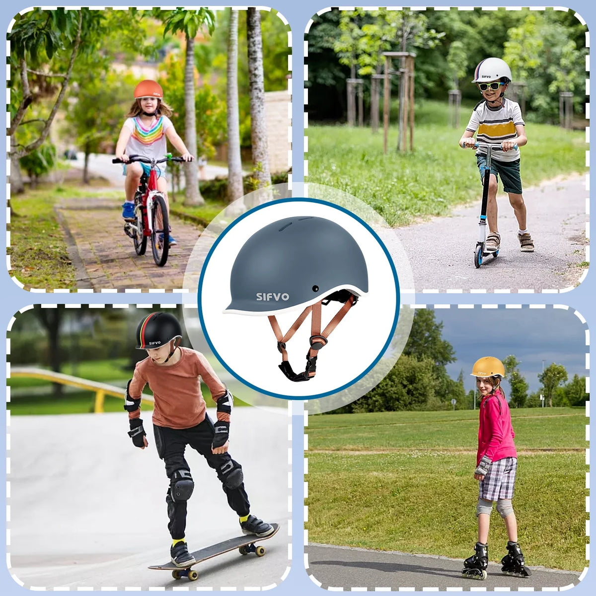 Kids Bike Helmet Skateboard Helmet Scooter Helmet Adjustable Durable（51-57cm） A279532