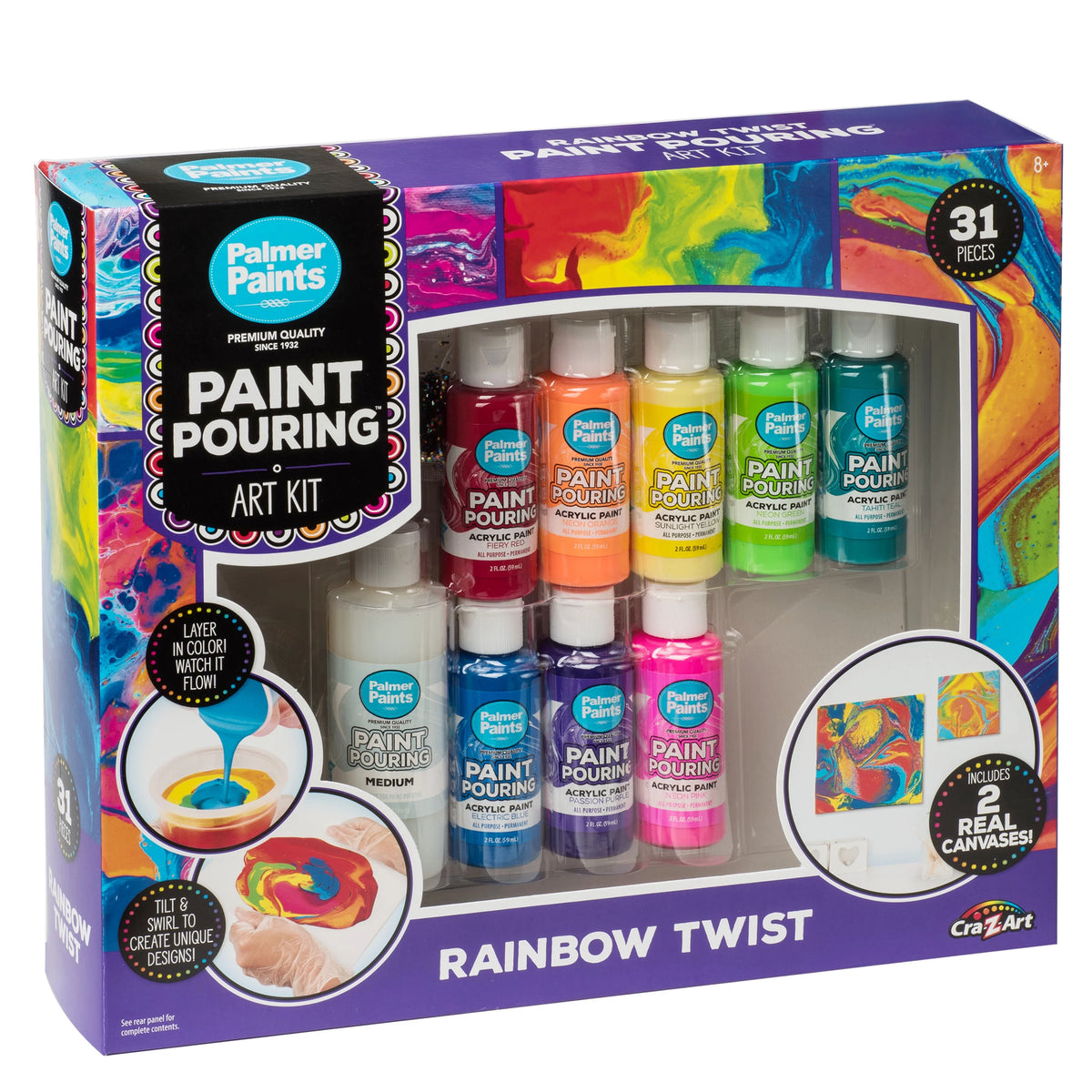 Rainbow Twist Acrylic Paint Pouring Art Activity Kit K20313