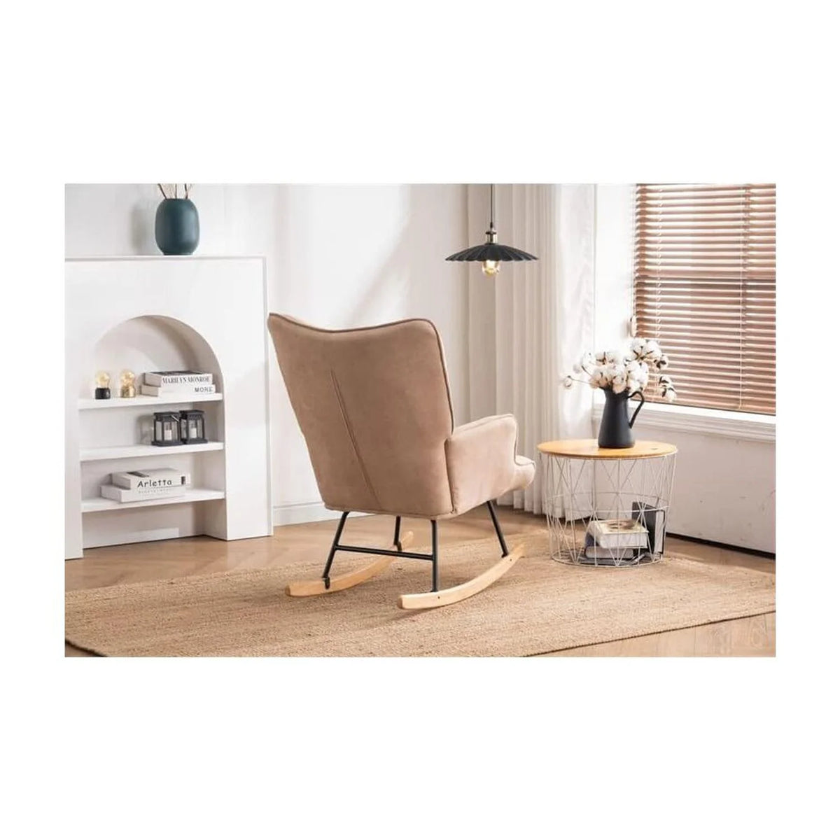 Beige Fabric Rocking Chair K680
