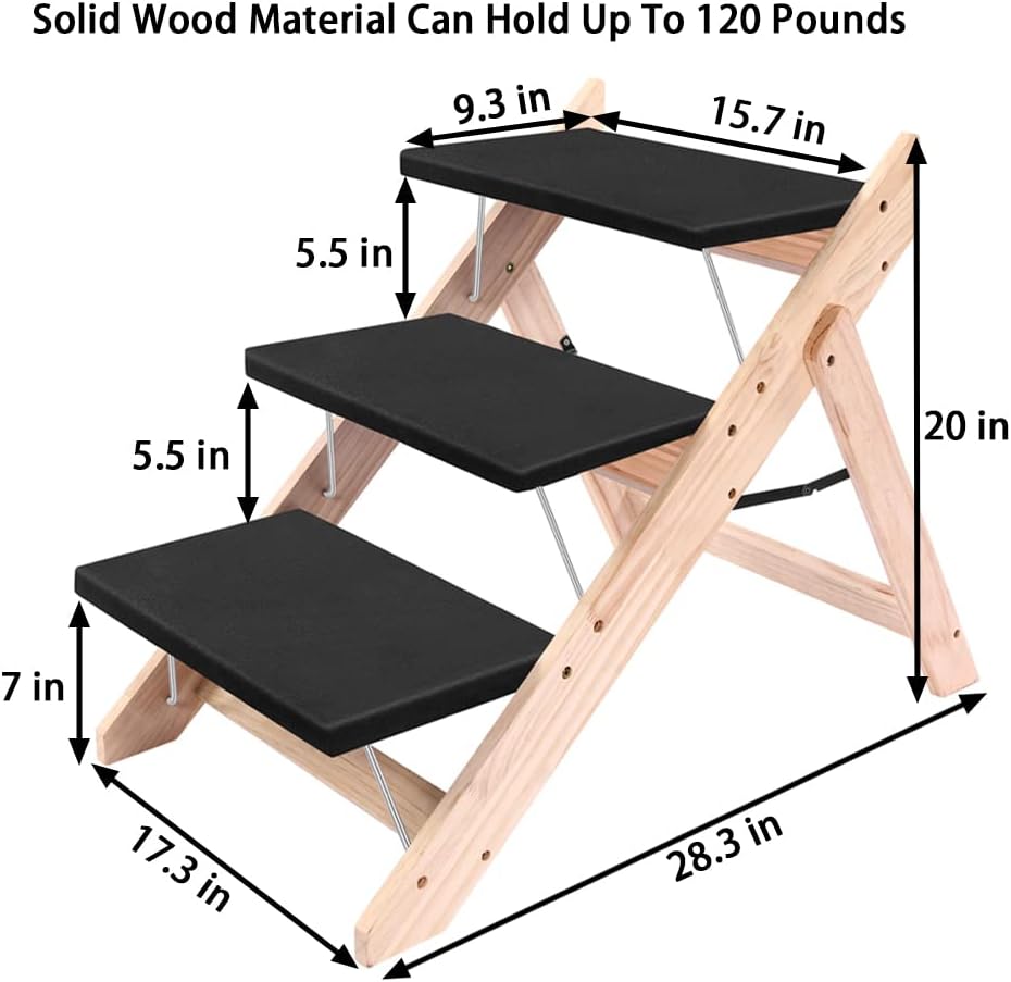 Wood Folding Pet Stairs and Ramp Wide Steps Pack of 2 K762932