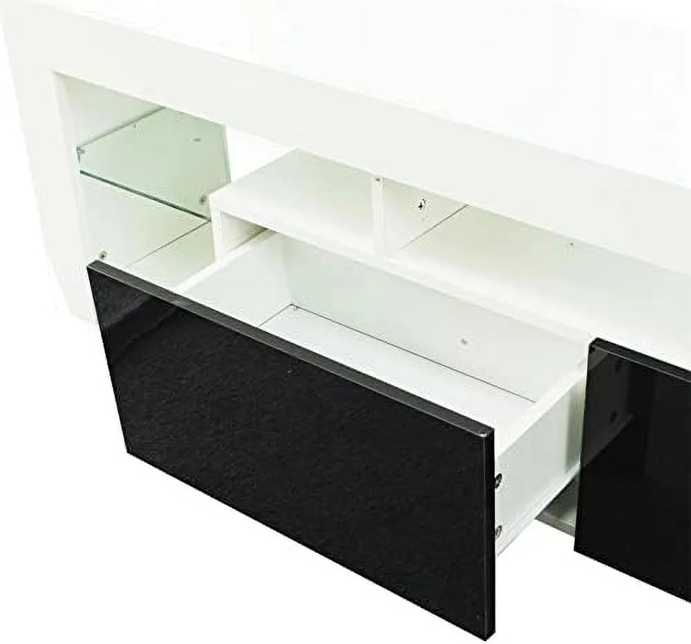 Floating TV Stand Wall Mounted with 16 Color LEDs 63" Wood TV Console 2 Drawers R28830