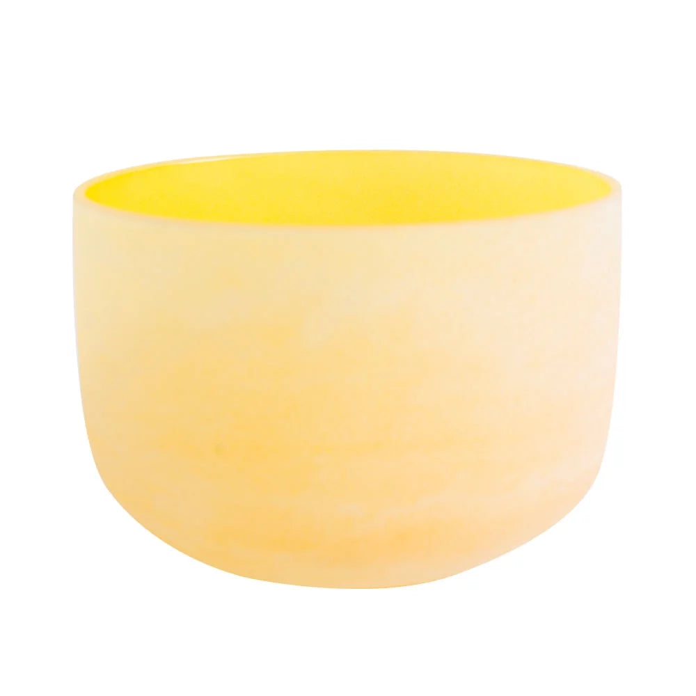 Yellow 10 inch Frosted Quartz Crystal Singing Bowl W789