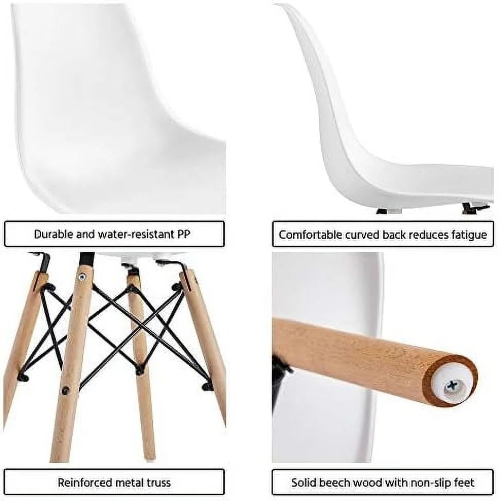Set of 4 White Dining Chairs with Beech Wood Legs P647